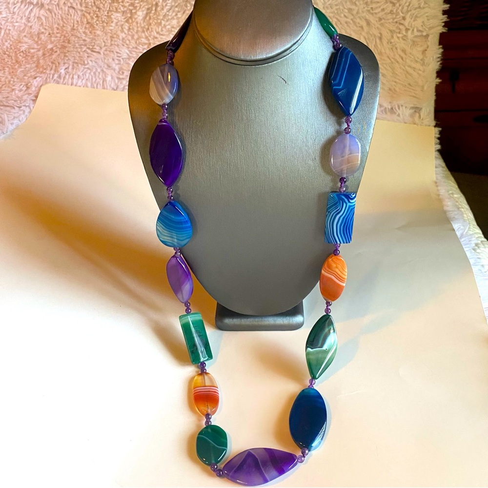 Multicolor Agate Stone Necklace